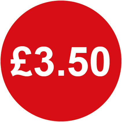 £3.50 Round Price Labels Red