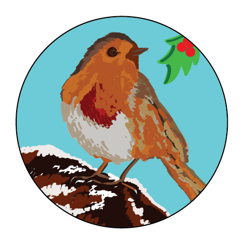 Robin Christmas Themed Stickers