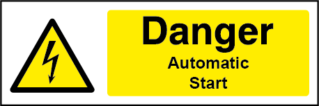 Danger Automatic Start Rectangle Electrical Labels