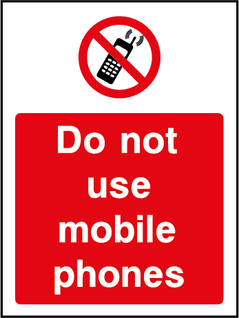 Do Not Use Mobile Phones Prohibition Rectangle Labels