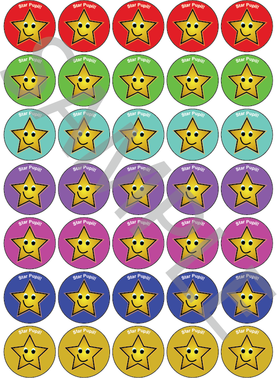 Star Pupil Reward Stickers Mixed Colour