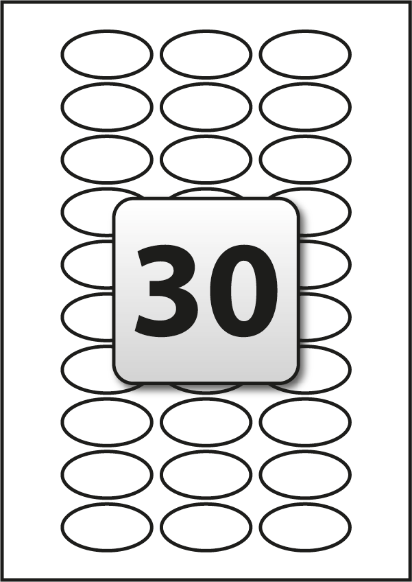 30 Oval Labels per A4 sheet 46 mm x 24 mm Flexi Labels