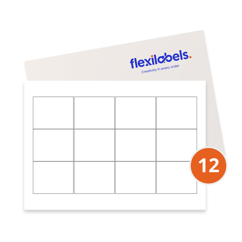12 Labels per SRA3 sheet 100 mm x 80 mm