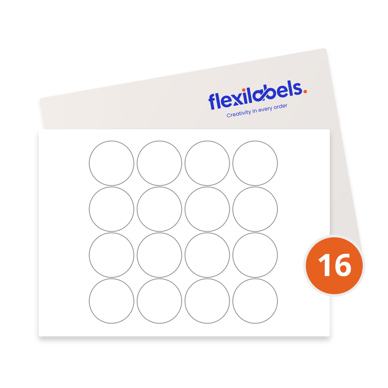 16 Round Labels per SRA3 sheet 69 mm Diameter