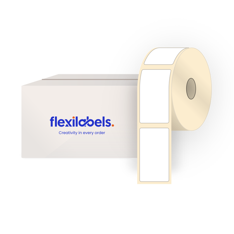 18mm x 33mm Rectangle Labels for Roll Label Printers, Thermal Direct White Paper, Freezer Adhesive, 1500 Labels Per Roll