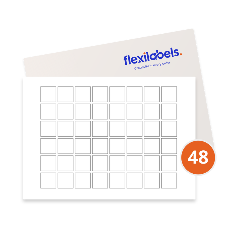 48 Labels per SRA3 sheet 40 mm x 40 mm