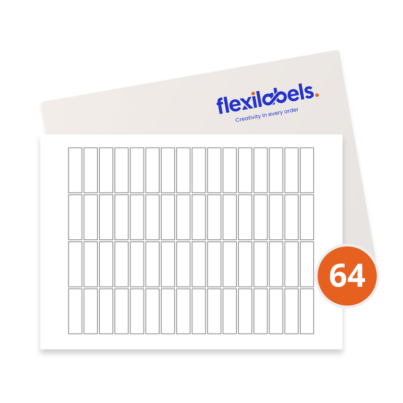 64 Rectangle Labels per SRA3 Sheet 20 mm x 67 mm