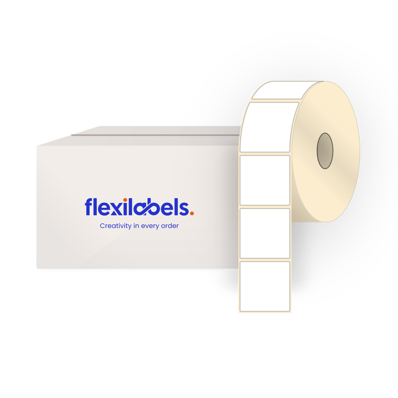 75 mm x 75 mm Square Labels for Roll Label Printers, Thermal Direct Economy White Paper, Permanent Adhesive, 375 Labels Per Roll