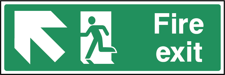 Fire Exit Arrow NW Fire Safety Rectangle Labels