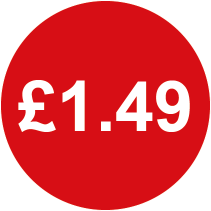 £1.49 Round Price Labels Red