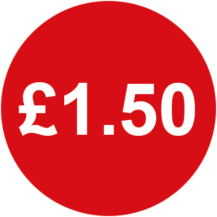 £1.50 Round Price Labels Red