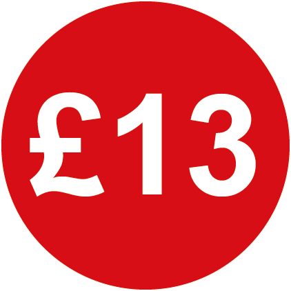 £13 Round Price Labels Red