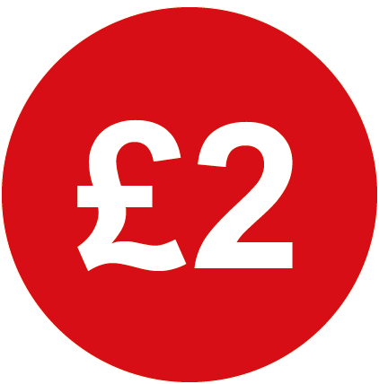 £2 Round Price Labels Red