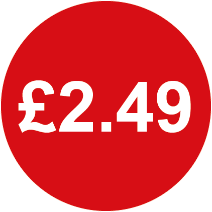 £2.49 Round Price Labels Red