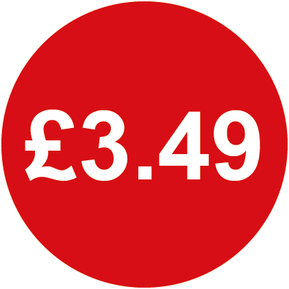 £3.49 Round Price Labels Red