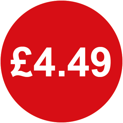 £4.49 Round Price Labels Red