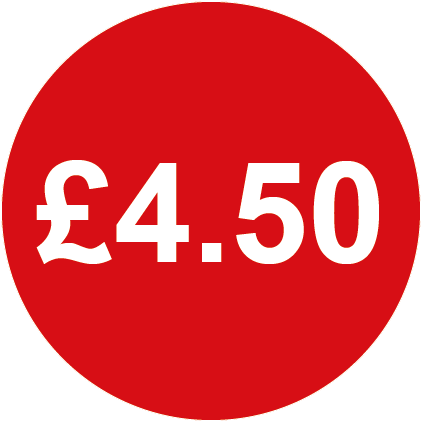 £4.50 Round Price Labels Red