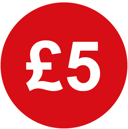 £5 Round Price Labels Red