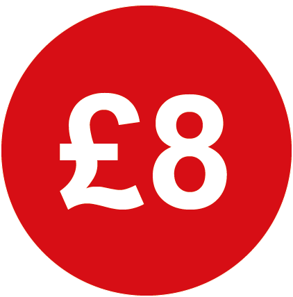 £8 Round Price Labels Red