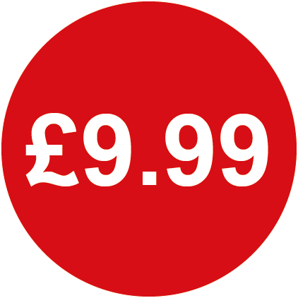 £9.99 Round Price Labels Red
