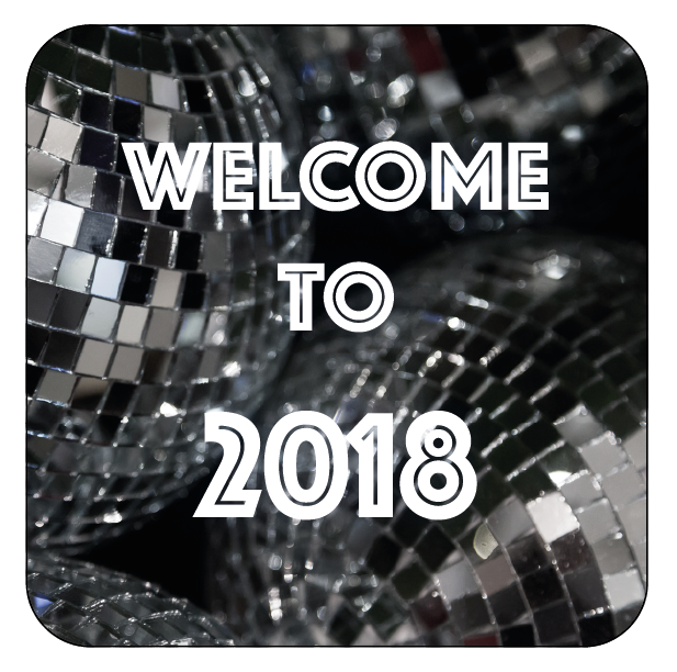 Disco Ball Welcome to 2018 New Year Themed Stickers