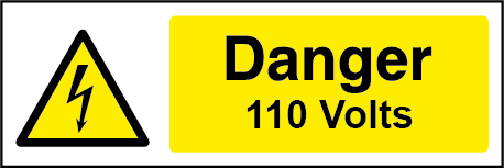 110 Volts Rectangle Electrical Labels