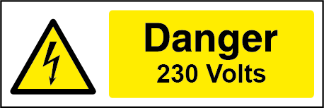 230 Volts Rectangle Electrical Labels