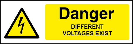 Danger Different Voltages Rectangle Electrical Labels