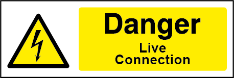 Danger Live Connections Rectangle Electrical Labels