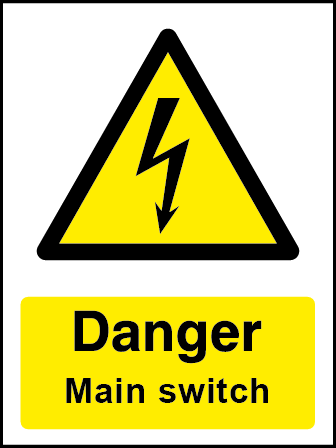 Danger Main Switch Rectangle Electrical Labels
