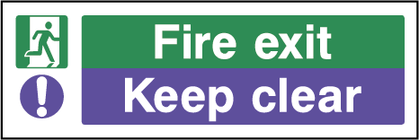 KEEP CLEAR FIRE EXIT A5/A4/A3 STICKER OR FOAMEX SITE SIGN SITE/FIRE SAFETY