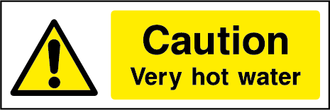 Caution Very Hot Water Rectangle Labels