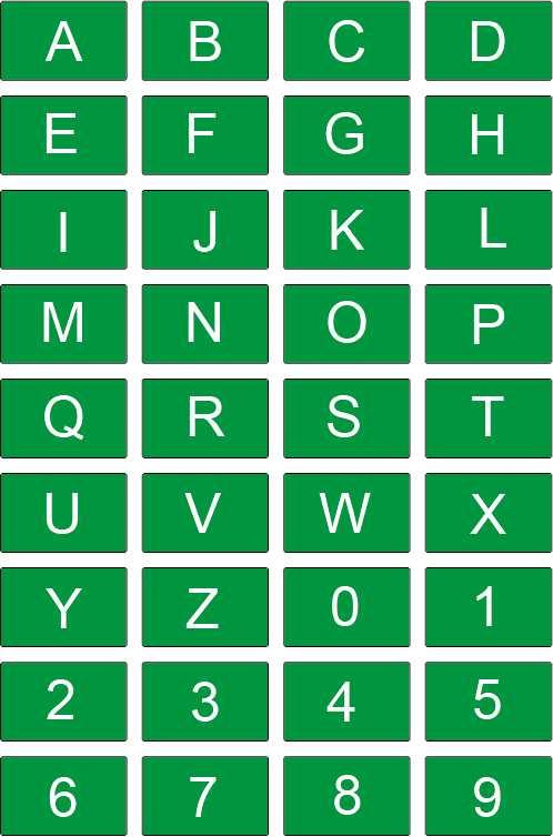 Green Alphabetic & Number Chart Rectangle Labels