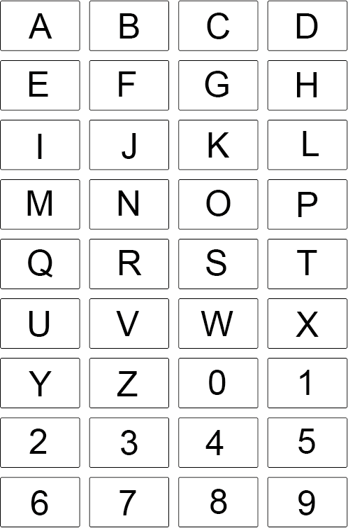 Alphabetic & Number Chart Rectangle Labels