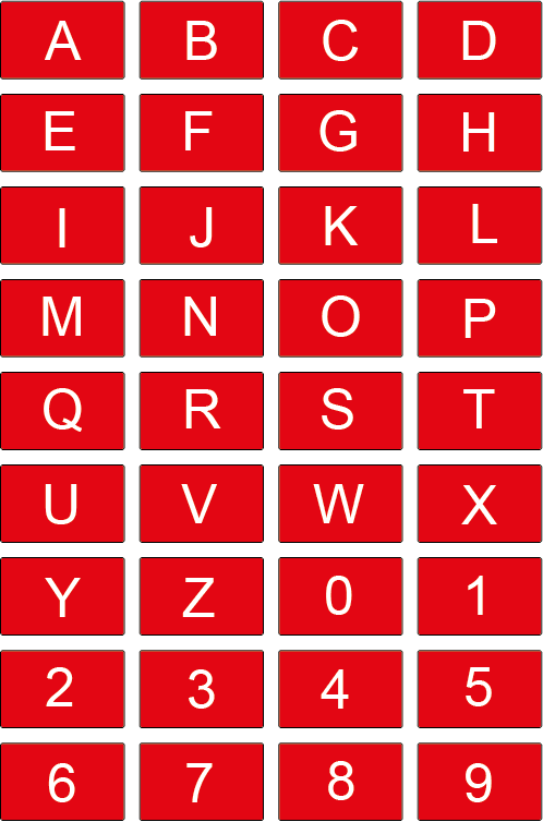 Red Alphabetic & Number Chart Rectangle Labels