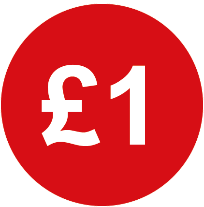 £1 Round Price Labels Red