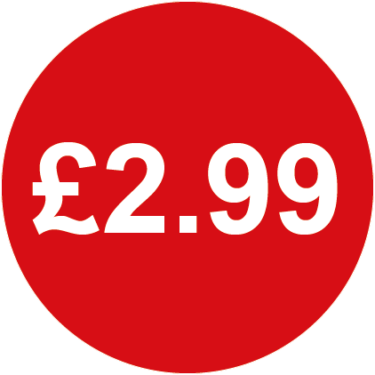 £2.99 Round Price Labels Red