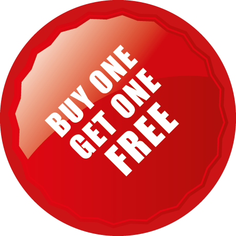 Buy One Get One Free Round Labels With Shine Detail