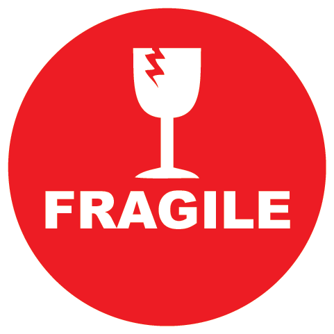 Fragile Please Handle with Care Glass Round Shipping Labels