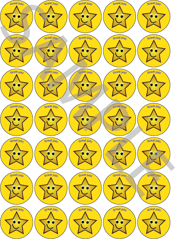 Great Job Star Reward Stickers