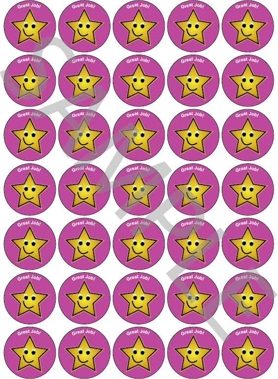 Great Job Reward Stickers Pink