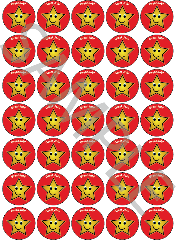 Great Job Star Reward Stickers Red