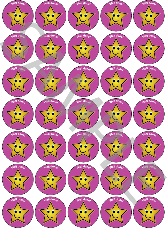 Well Done Reward Stickers Pink