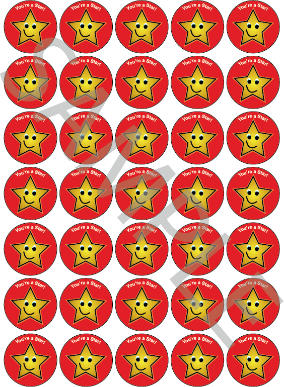 You're A Star Reward Stickers Red
