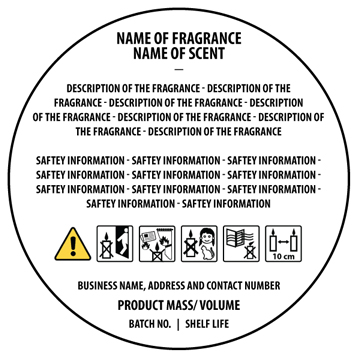 Photo showing an example of a CLP label with placement of the important information