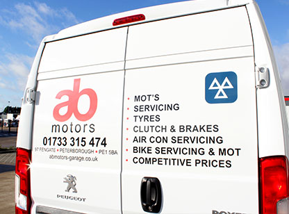 AB Motors Vinyl Lettering
