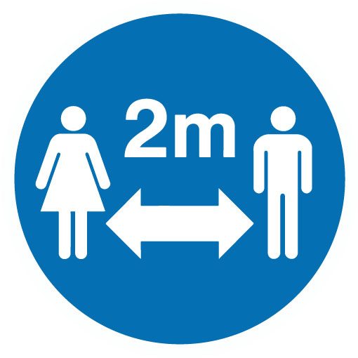 Blue 2 Meters Social Distance, Anti-Slip Floor Vinyl Sticker - 300 mm Diameter