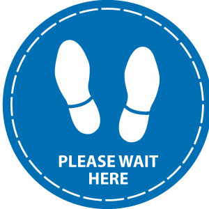 Please Wait Here Social Distance, Anti-Slip Floor Vinyl Sticker