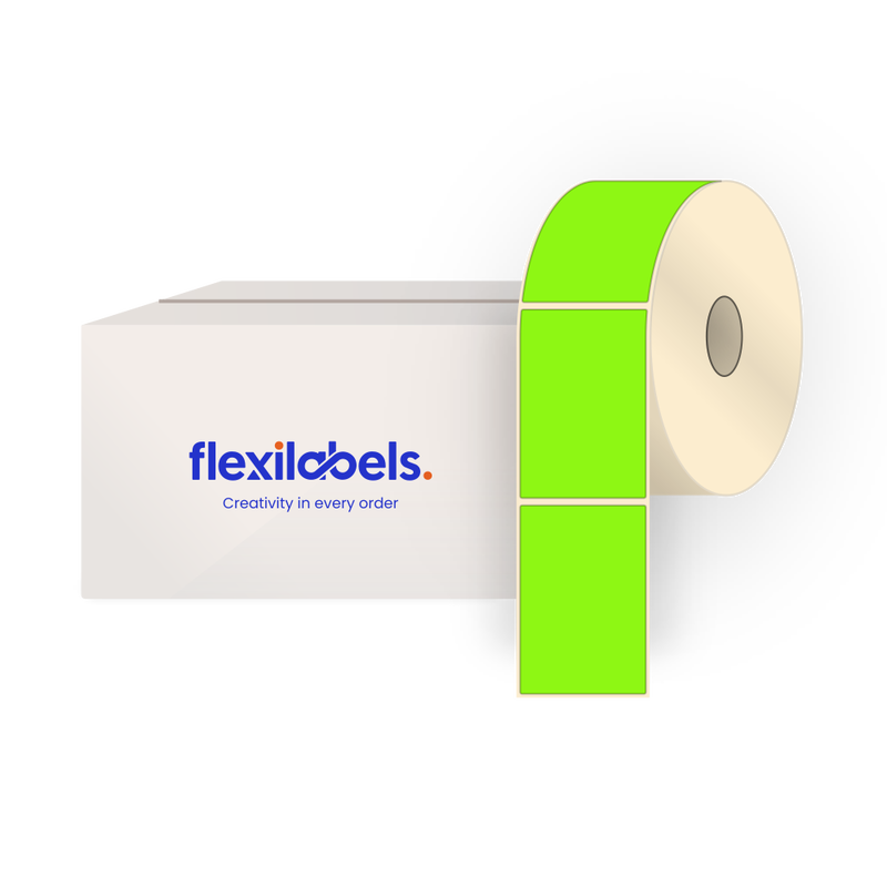 4" x 6" (101.6 mm x 152.4 mm) Rectangle Roll Labels, Fluorescent Green Paper, Permanent Adhesive Labels, 500 Labels Per Roll
