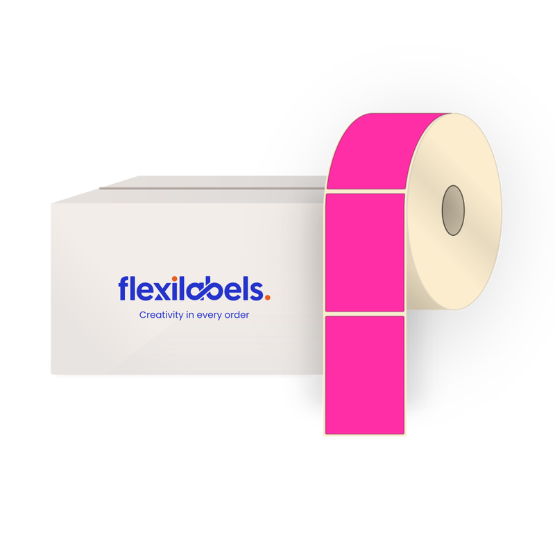 4" x 6" (101.6 mm x 152.4 mm) Rectangle Roll Labels, Fluorescent Pink Paper, Permanent Adhesive Labels, 500 Labels Per Roll